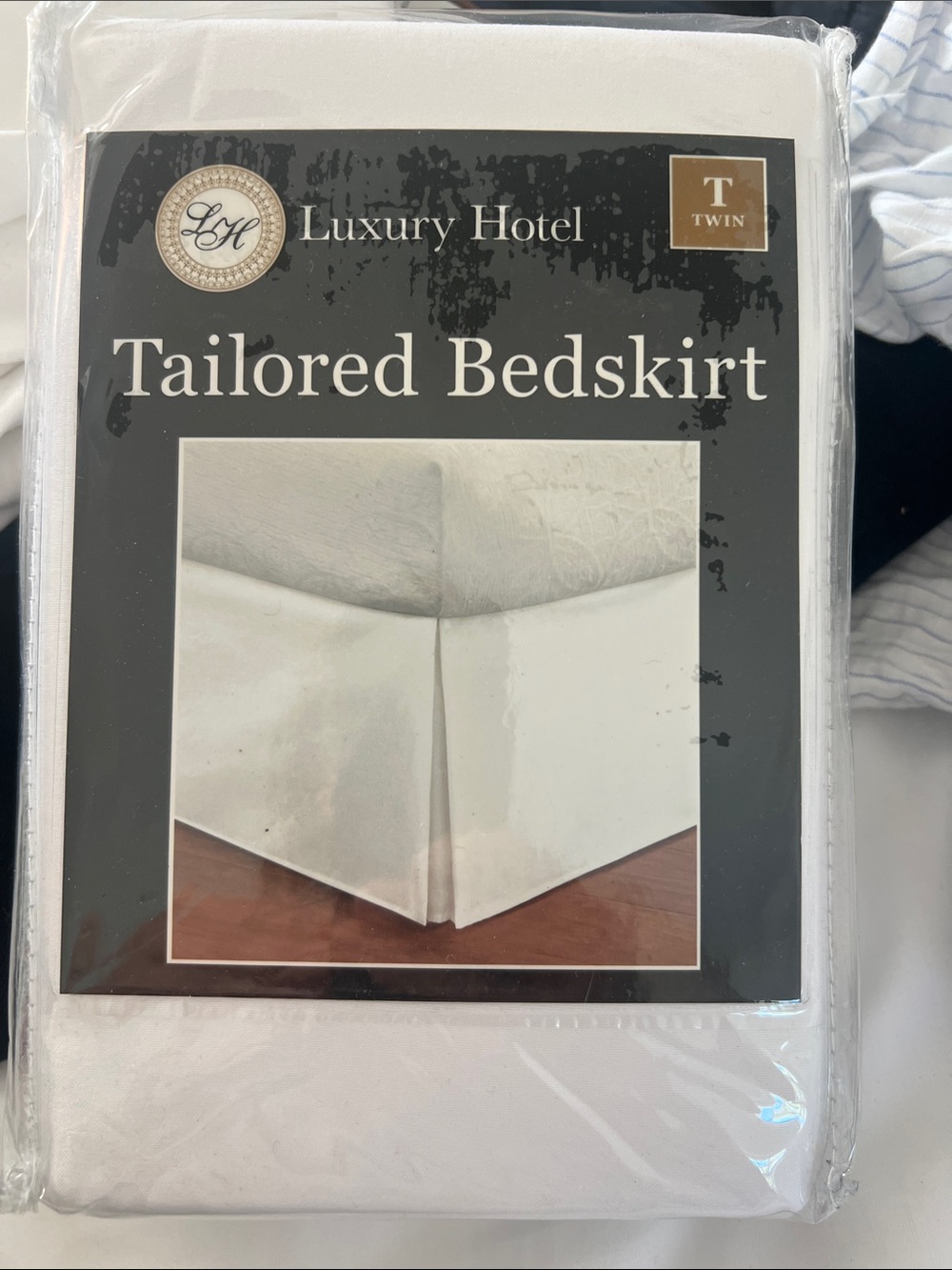 Twin luxury hotel bed skirt new never used .